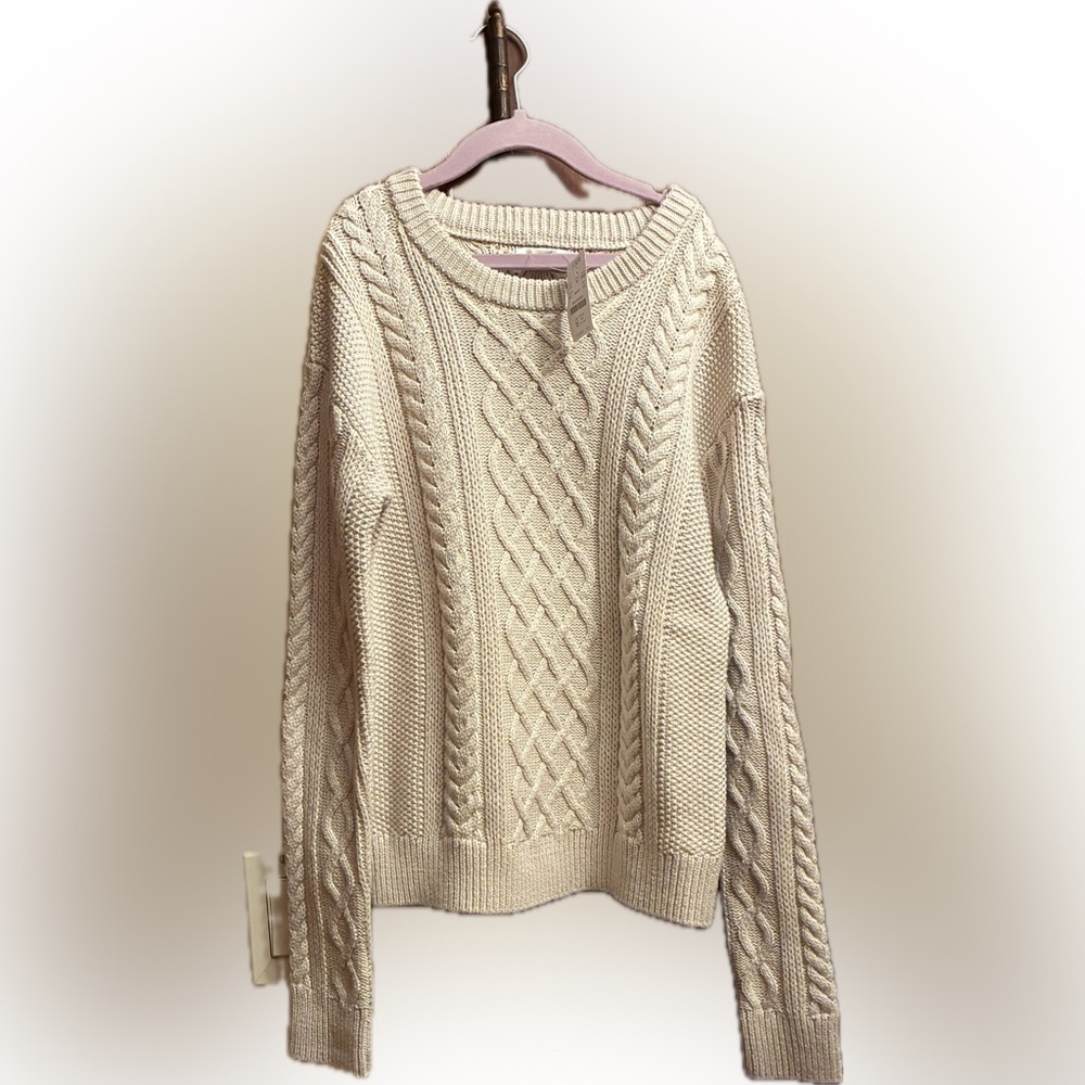 J. Crew Women's Ivory Cable Knit Sweater